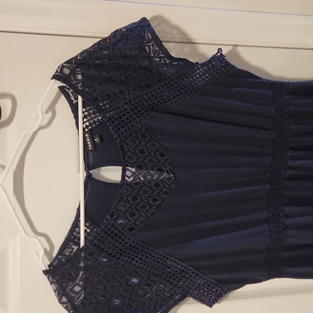 Torrid Blue Crochet Lace Inset Maxi Dress - Picture 3 of 5